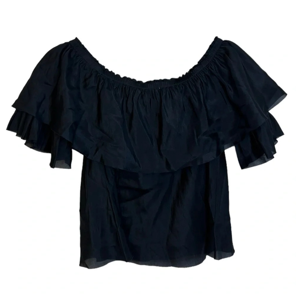 NWT BEAUTIFUL PEOPLE RUFFLE OFF SHOULDER SILK TOP